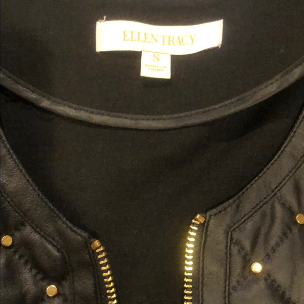 Ellen Tracy black leather coat - Picture 2 of 3